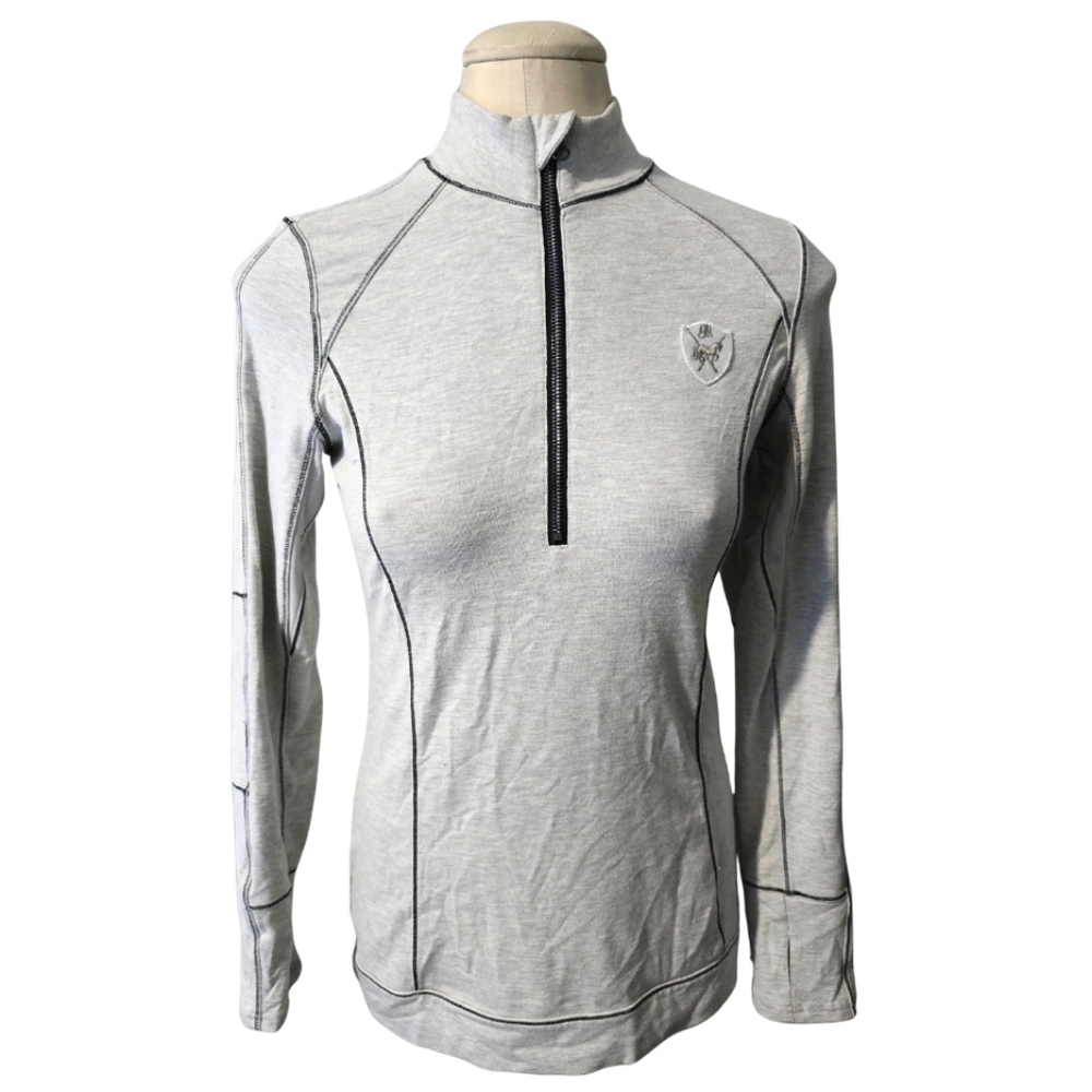 Goode Rider Gray Bamboo Blend Quarter Zip Equestrian Pullover Size Small